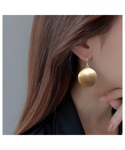 Metal Texture Geometric Big Round Disc Drop Earrings Fashion Chic Hiphop Party Club Ear Jewelry Gift Gold $7.79 Earrings