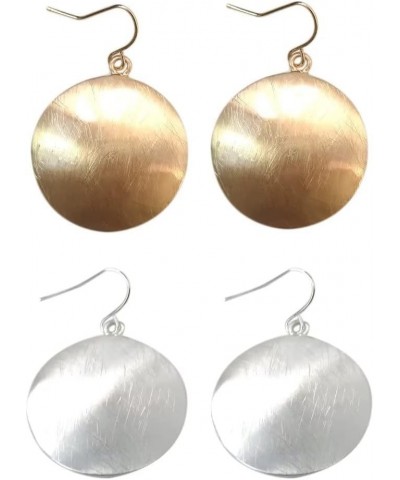 Metal Texture Geometric Big Round Disc Drop Earrings Fashion Chic Hiphop Party Club Ear Jewelry Gift Gold $7.79 Earrings