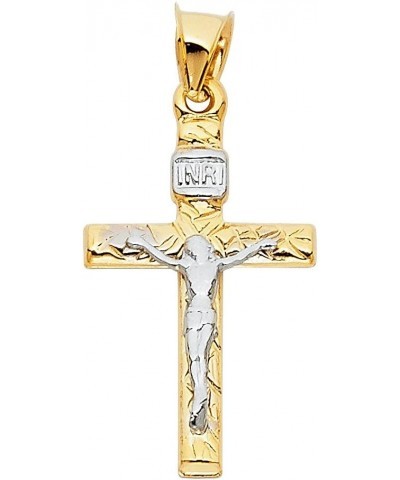 14K Two Tone Gold Crucifix Cross Pendant with 1.9mm Figaro 3+1 Chain Chain Necklace 20.0 Inches $169.85 Necklaces