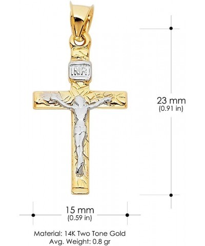 14K Two Tone Gold Crucifix Cross Pendant with 1.9mm Figaro 3+1 Chain Chain Necklace 20.0 Inches $169.85 Necklaces