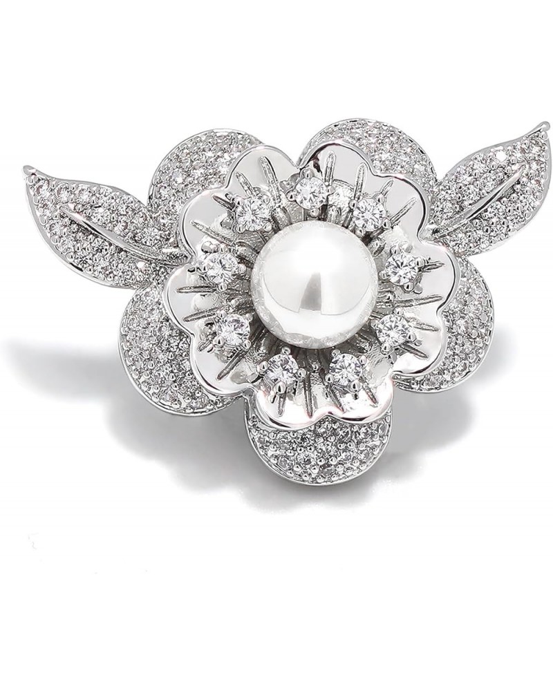 Simulated Pearl Flower Brooches for Women Dress Fashion Jewelry,Small Brooch Pins for Crafts Silver $8.15 Brooches & Pins