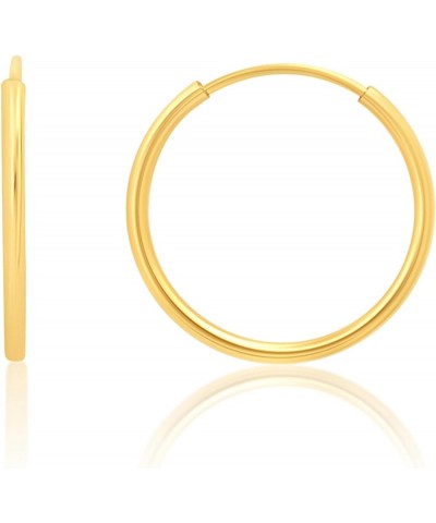 Solid 14k Gold Hoop Earrings for Women | 1mm Tube Yellow Gold Hoop Earrings 14k Real Gold | Flex Continuous Hoop Gold Earring...