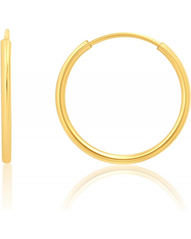 Solid 14k Gold Hoop Earrings for Women | 1mm Tube Yellow Gold Hoop Earrings 14k Real Gold | Flex Continuous Hoop Gold Earring...