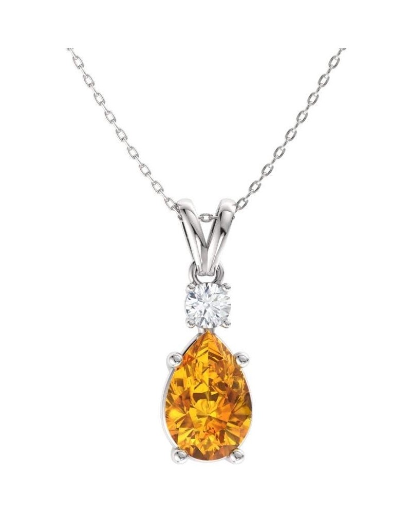 Natural and Certified Pear Cut Gemstone and Teardrop Pendant Necklace with Diamond in 14k Solid Gold | 0.43 Carat Pendant wit...