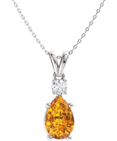 Natural and Certified Pear Cut Gemstone and Teardrop Pendant Necklace with Diamond in 14k Solid Gold | 0.43 Carat Pendant wit...