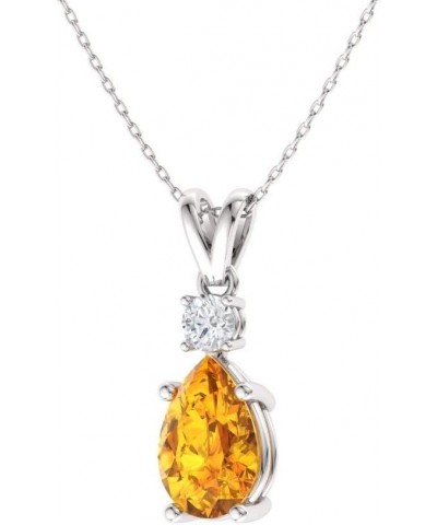 Natural and Certified Pear Cut Gemstone and Teardrop Pendant Necklace with Diamond in 14k Solid Gold | 0.43 Carat Pendant wit...