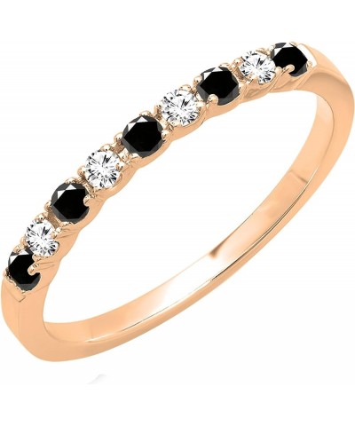 Alternating Round Black & White Diamond Stackable Women's Wedding Ring in Gold 5.5 18k - Metal Stamp Rose Gold $110.49 Bracelets