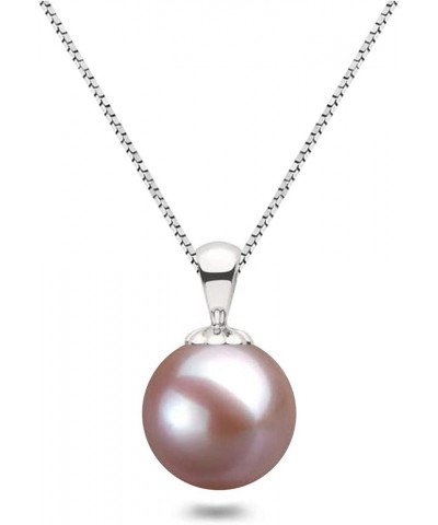 Japanese AAAA 6-12mm Lavender Freshwater Cultured Pearl Pendant Necklaces for Women 16-18 Inch Silver Necklace Pendants 18.0 ...