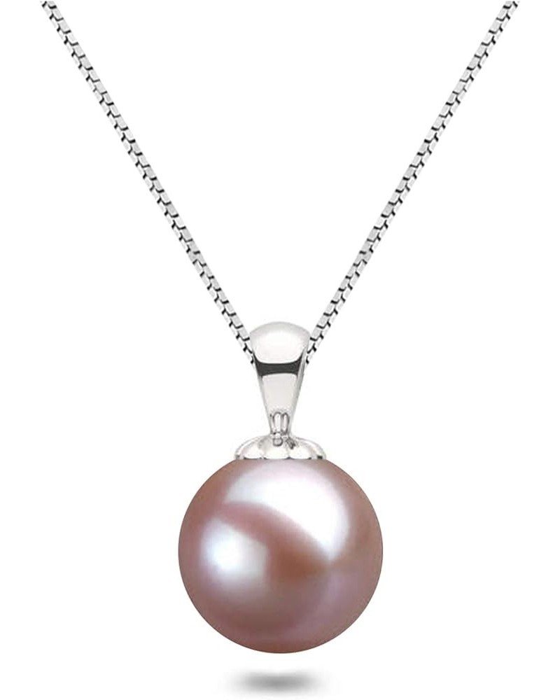 Japanese AAAA 6-12mm Lavender Freshwater Cultured Pearl Pendant Necklaces for Women 16-18 Inch Silver Necklace Pendants 18.0 ...