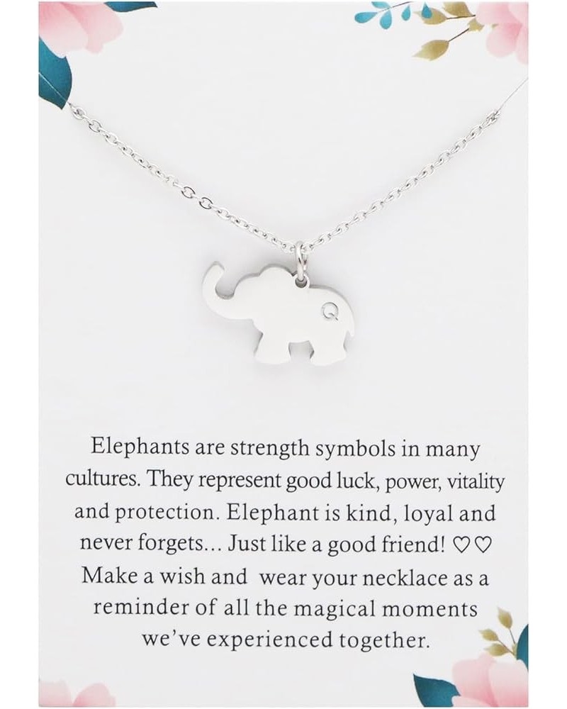 Elephant Gift Elephant Initial Necklace for Girl Women Dainty Lucky Elephant Pendant with Message Gift Card Friendship Gift I...