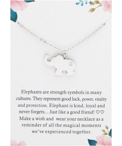 Elephant Gift Elephant Initial Necklace for Girl Women Dainty Lucky Elephant Pendant with Message Gift Card Friendship Gift I...