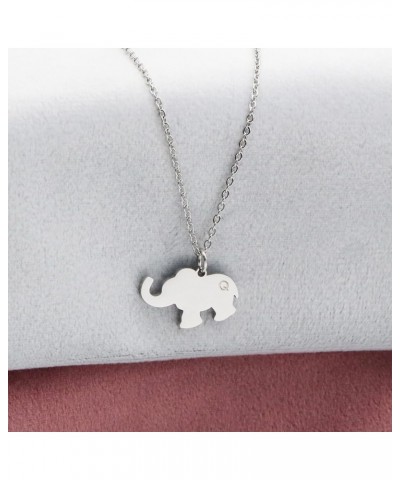 Elephant Gift Elephant Initial Necklace for Girl Women Dainty Lucky Elephant Pendant with Message Gift Card Friendship Gift I...