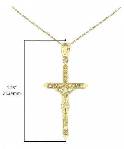 14K Yellow Gold 1-1/4" Crucifix Passion of Christ Cross Pendant Necklace - Choice of Rolo Chain Length or Charm Only 14K Yell...