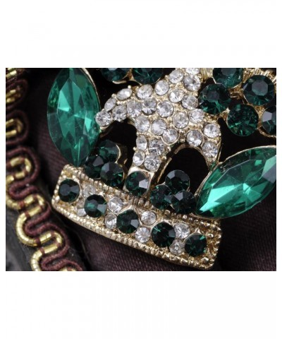 Antique Synthetic Emerald Green Crystal Rhinestone Golden Brass Crown Brooch Pin $11.82 Brooches & Pins