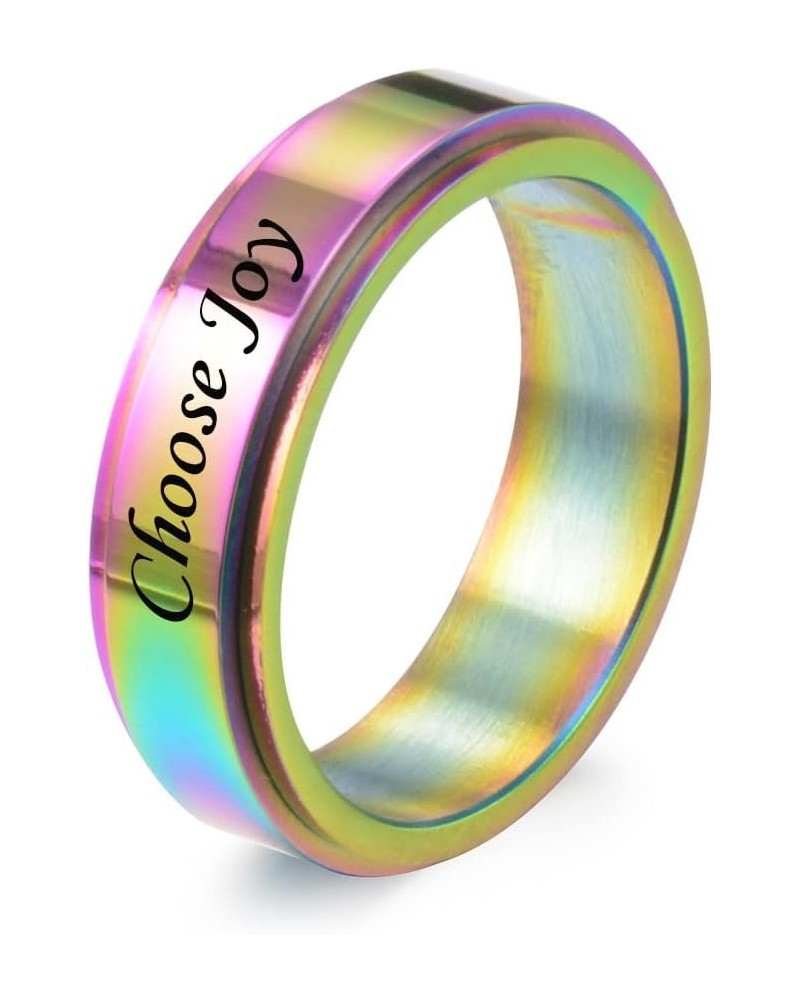 SHNIAN Titanium Steel Colourful Fashion Ring Motivational Band Stress Relief for Women Men Anxiety Relief Inspirational Rotat...