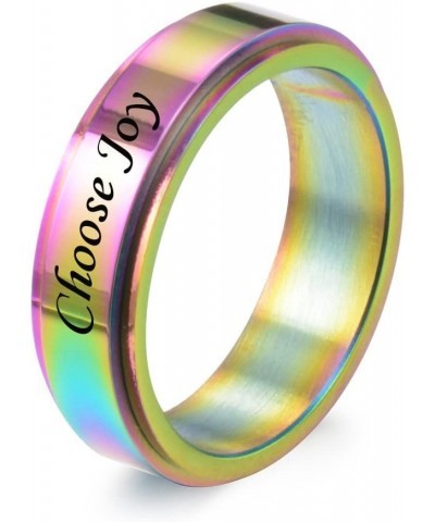 SHNIAN Titanium Steel Colourful Fashion Ring Motivational Band Stress Relief for Women Men Anxiety Relief Inspirational Rotat...