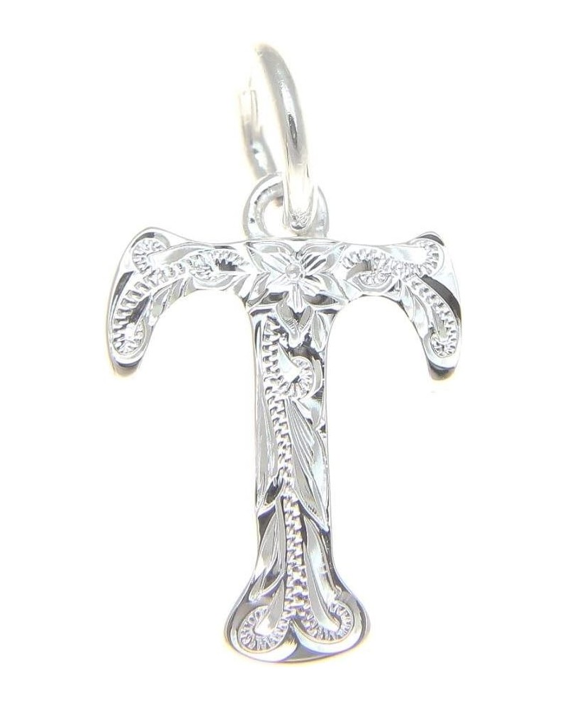 925 sterling silver Hawaiian plumeria scroll initial letter A to Z pendant T $20.39 Necklaces