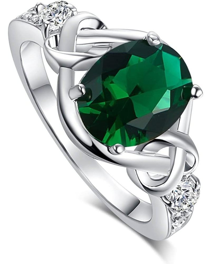 925 Sterling Silver Created Green Amethyst Filled Twisted Knot Band Engagement Ring Dark green $3.41 Rings