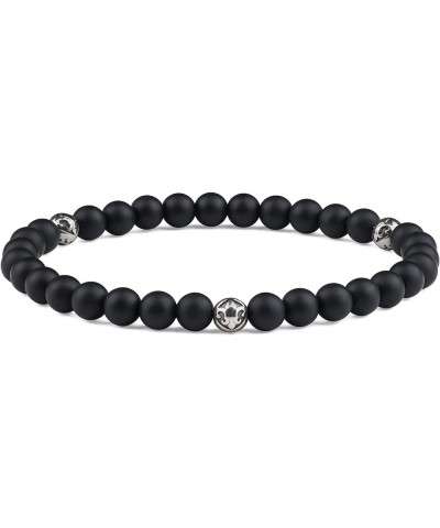 Fleur De Lis Stone Beaded Crystal Bracelet Large Matte Onyx $13.91 Bracelets