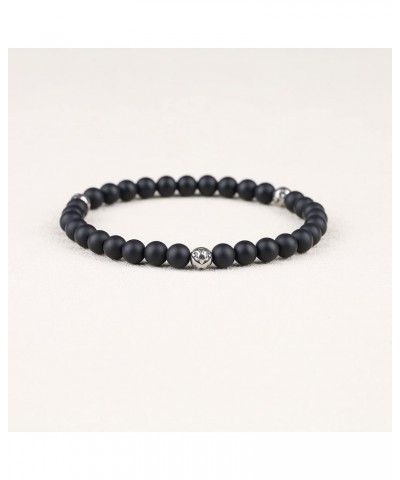 Fleur De Lis Stone Beaded Crystal Bracelet Large Matte Onyx $13.91 Bracelets