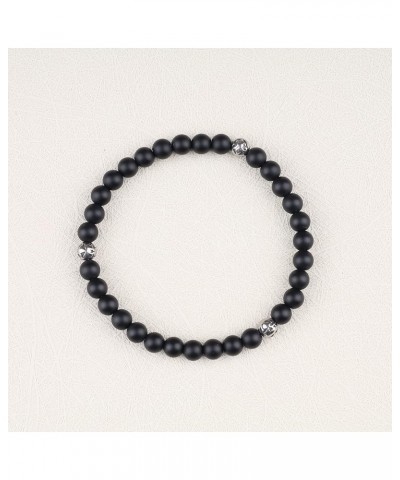 Fleur De Lis Stone Beaded Crystal Bracelet Large Matte Onyx $13.91 Bracelets