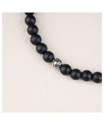 Fleur De Lis Stone Beaded Crystal Bracelet Large Matte Onyx $13.91 Bracelets