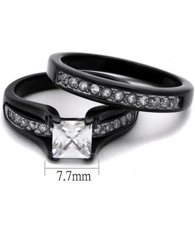 His and Her Black Plated Stainless Steel Bridal Ring Set and Titanium Wedding Band Women's Size 09 Men's Size 12 $21.86 Sets