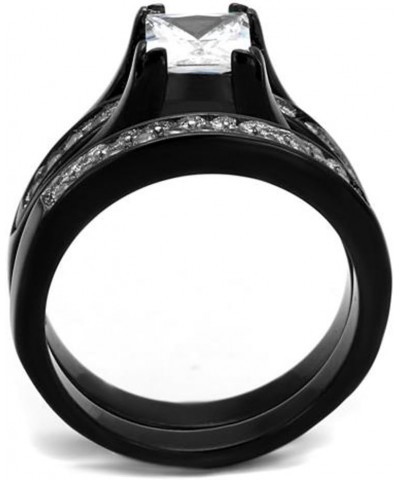 His and Her Black Plated Stainless Steel Bridal Ring Set and Titanium Wedding Band Women's Size 09 Men's Size 12 $21.86 Sets