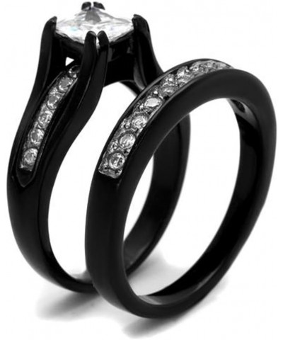 His and Her Black Plated Stainless Steel Bridal Ring Set and Titanium Wedding Band Women's Size 09 Men's Size 12 $21.86 Sets