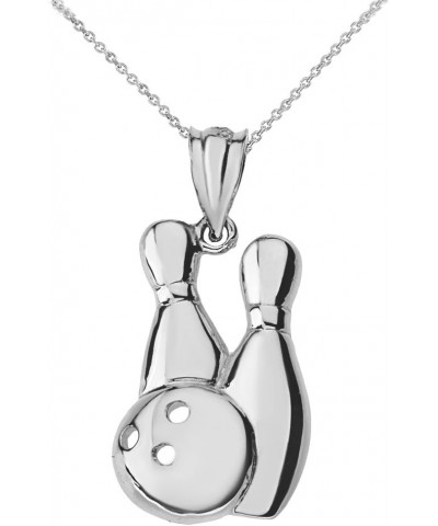 Bowling Pins and Ball Sports Pendant Necklace 20" 10k White-Gold $17.76 Necklaces