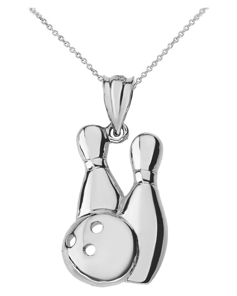 Bowling Pins and Ball Sports Pendant Necklace 20" 10k White-Gold $17.76 Necklaces