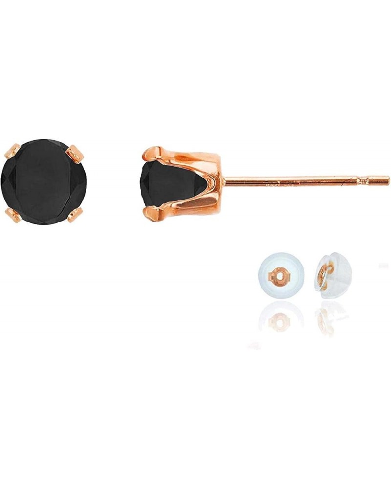 Solid 10K Gold Yellow, White or Rose Gold 5mm Round Genuine Gemstone Birthstone Stud Earrings Onyx Rose Gold $45.15 Earrings