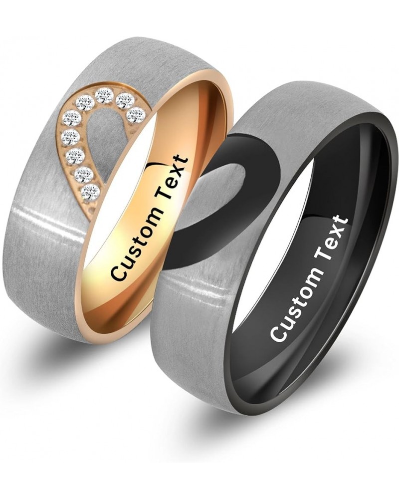 Matching Promise Rings for Couples Love Heart Couple Ring Set His and Her Rings Women Mens Women's Men Personalized Engraved ...