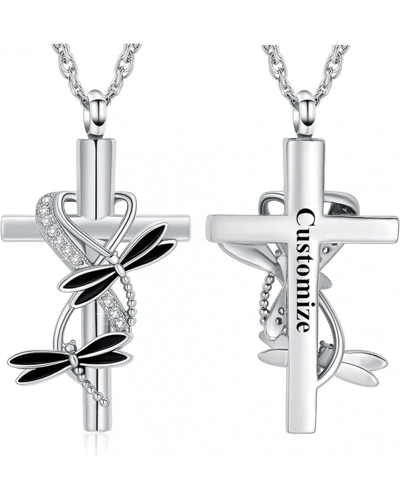 Cross Urn Necklace for Ashes for Women Men Dragonfly Cremation Jewelry Memorial Keepsake Ashes Pendant Customize $10.74 Others