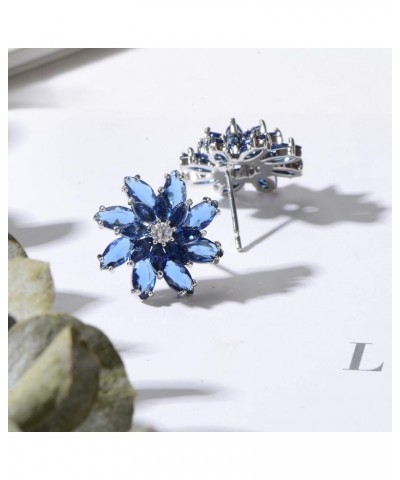 Cubic Zirconia Flower Stud Earrings - Large Sparkly CZ Crystal Rhinestone Snowflake Studs Daisy Floral Cluster Earrings Brida...