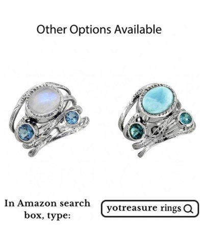 Natural Larimar London Blue Topaz Solid 925 Sterling Silver Designer Bypass Ring Jewelry $29.06 Rings