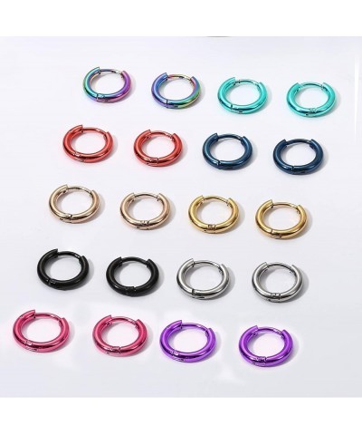 10 Pairs Stainless Steel Small Hoop Earrings for Men Women Huggie Earrings Cool Mens Earrings Set Multicolor Huggie Hoop Earr...