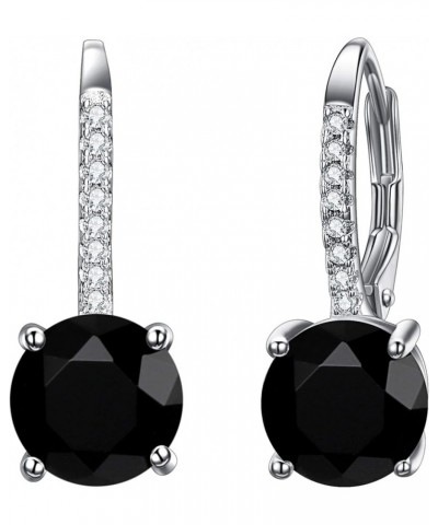 925 Sterling Silver CZ Prong Setting Gorgeous Bridal Prom Leverback Dangle Earrings 2-Black $13.49 Earrings