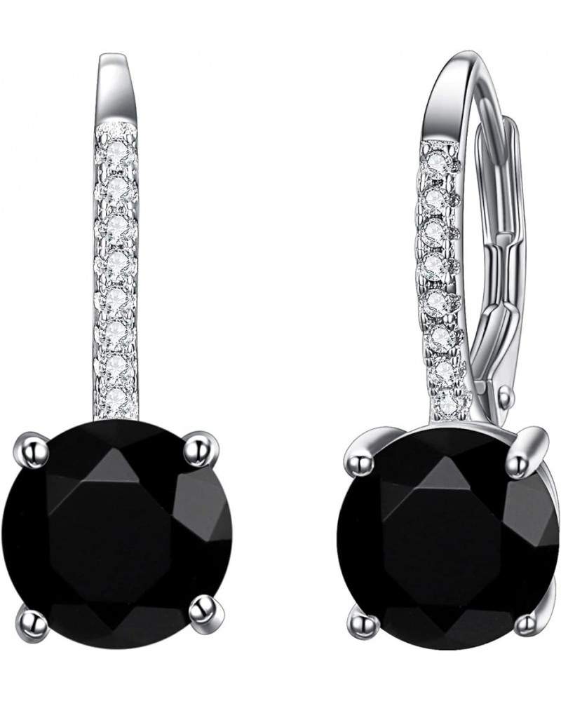 925 Sterling Silver CZ Prong Setting Gorgeous Bridal Prom Leverback Dangle Earrings 2-Black $13.49 Earrings