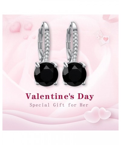 925 Sterling Silver CZ Prong Setting Gorgeous Bridal Prom Leverback Dangle Earrings 2-Black $13.49 Earrings