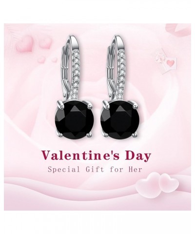 925 Sterling Silver CZ Prong Setting Gorgeous Bridal Prom Leverback Dangle Earrings 2-Black $13.49 Earrings