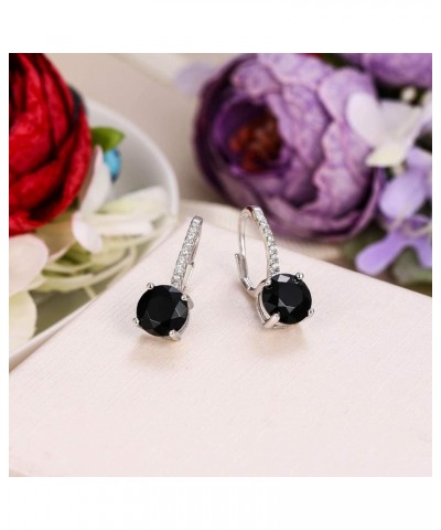 925 Sterling Silver CZ Prong Setting Gorgeous Bridal Prom Leverback Dangle Earrings 2-Black $13.49 Earrings