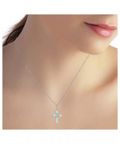 1.75 CTW 14k Solid White Gold Necklace with Natural Aquamarine Cross Pendant 22.0 Inches $194.40 Necklaces