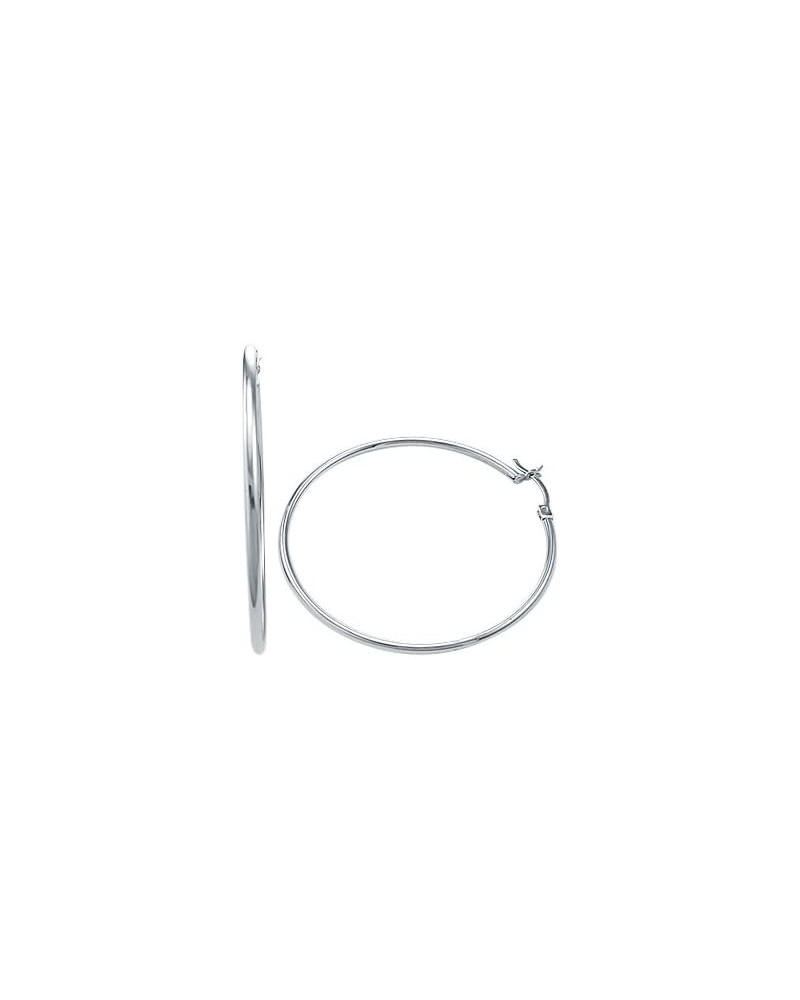 14k White Gold Classic Large Round Hoop Earrings 2 $84.42 Earrings