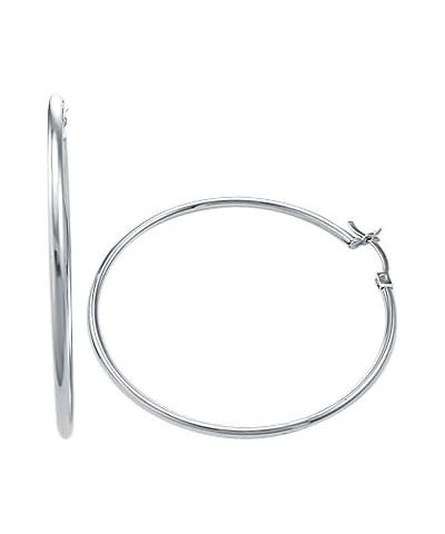 14k White Gold Classic Large Round Hoop Earrings 2 $84.42 Earrings