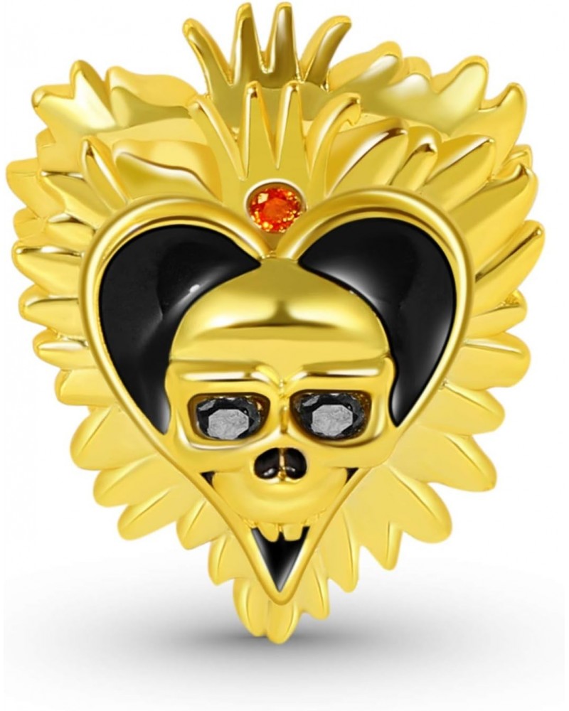 Skull with Heart Charm Bead Sterling Silver 18k Gold Plated Halloween Horror Charm For Bracelet/Necklace For Women $23.29 Bra...