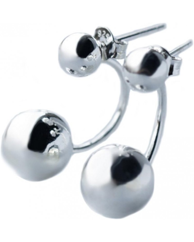 Geometric Simple Pattern Double Balls Sterling Silver Stud Earrings $15.49 Earrings