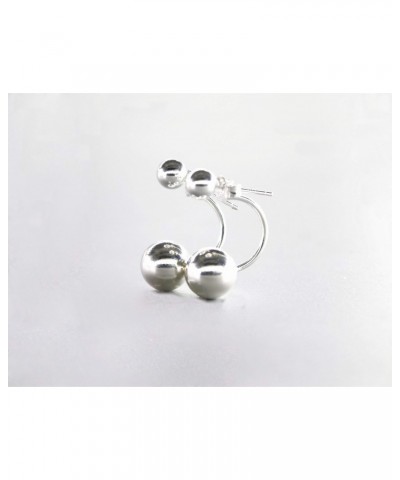 Geometric Simple Pattern Double Balls Sterling Silver Stud Earrings $15.49 Earrings