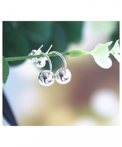 Geometric Simple Pattern Double Balls Sterling Silver Stud Earrings $15.49 Earrings