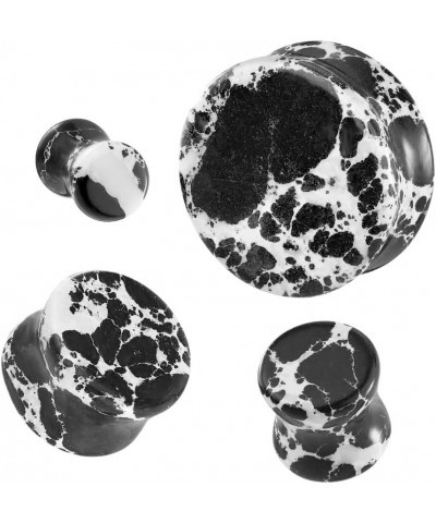 soscene Ear gauges Black Imperial jasper organic stone plugs 19MM-3/4 INCH $7.79 Others